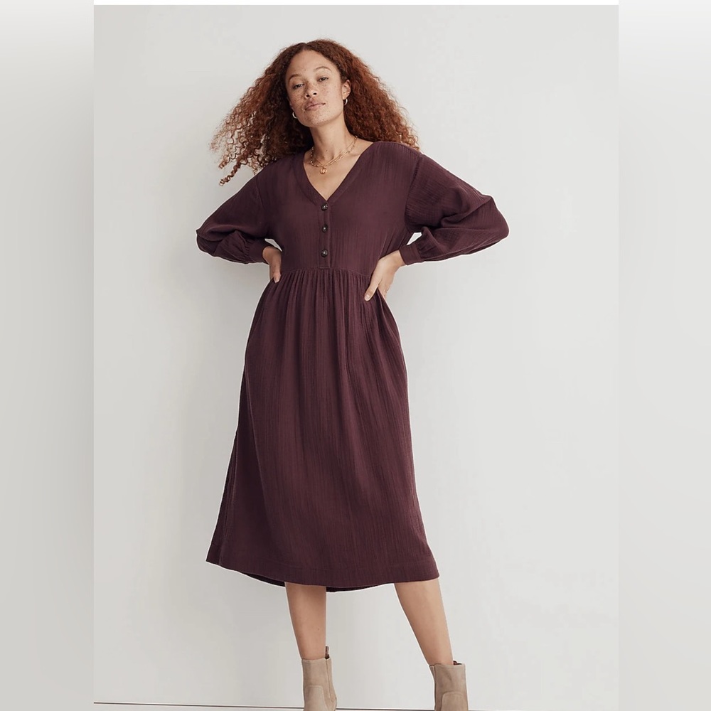 NWT MADEWELL Lightspun Button-Front Midi Dress size 6